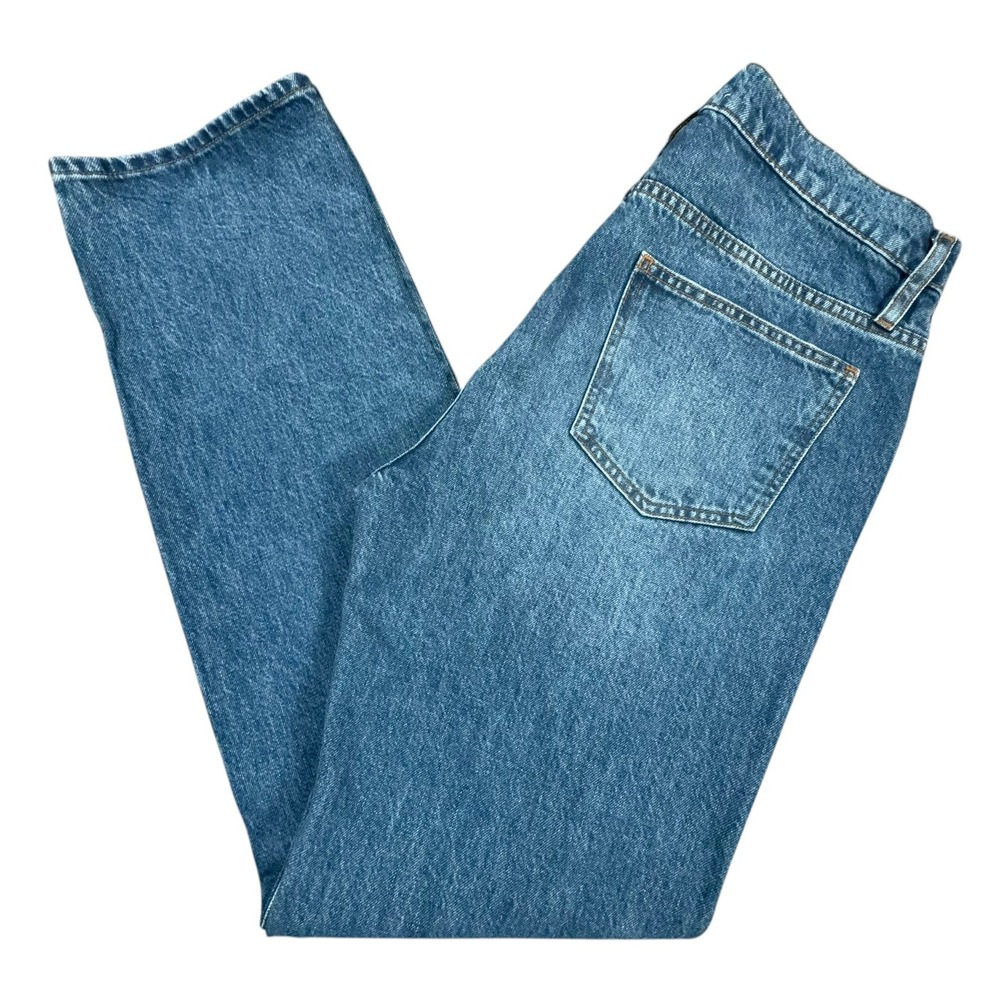 FRAME The Straight Button Fly Jeans Mens 34x32 Blue Indigo Snow Cotton Denim